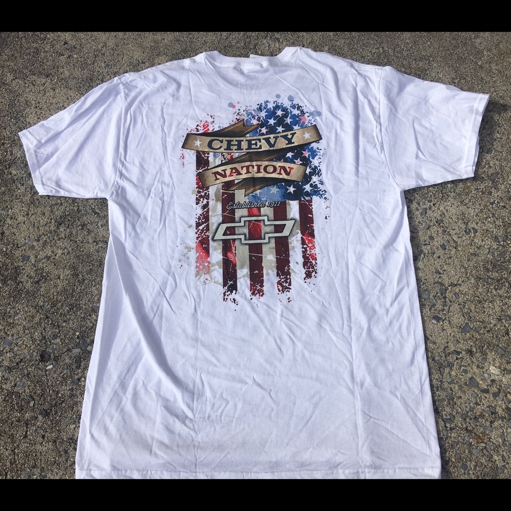 ❌SOLD❌Chevy Nation Tee Shirt white blue Double - Picture 6 of 8